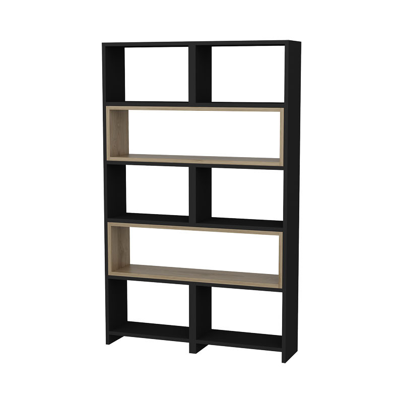 Biblioteca Pako World, Model extensibila, 163.5x22x150 cm, Negru/Natur