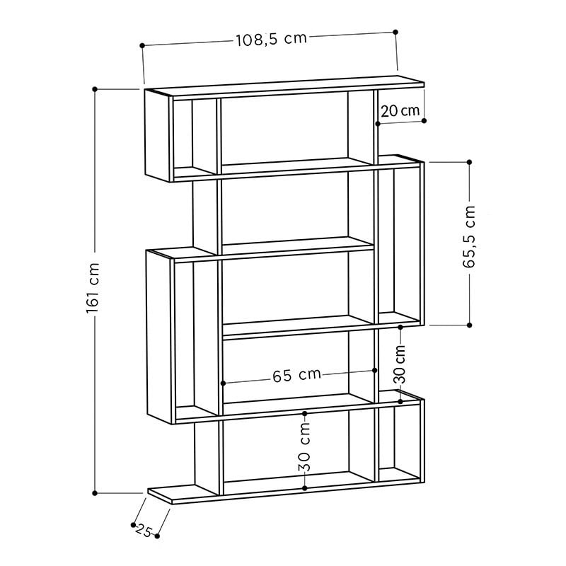 Biblioteca Pako World, Model Mito, 108.5x25.5x161 cm, Alb/Gri antichizat