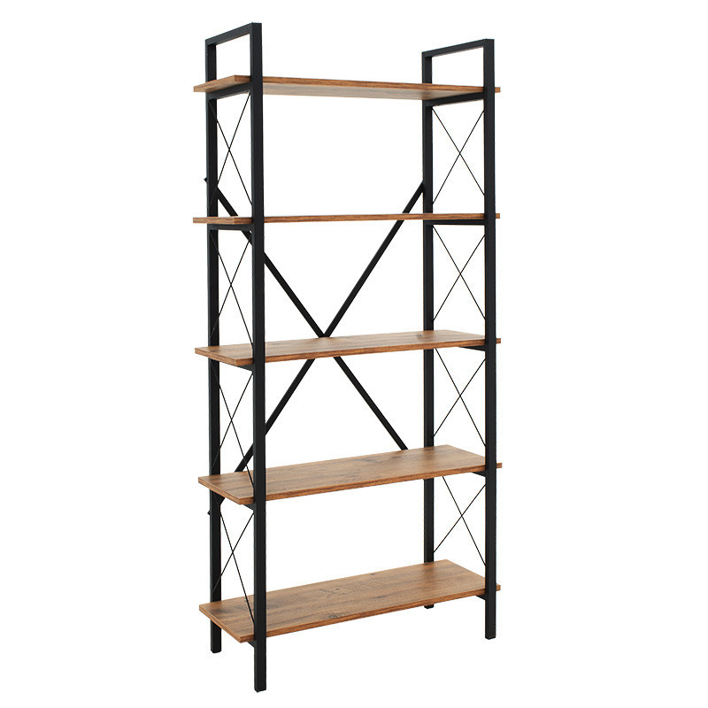 Biblioteca Pako World, Model Sonny, 90x34x180 cm, Nuc/Negru