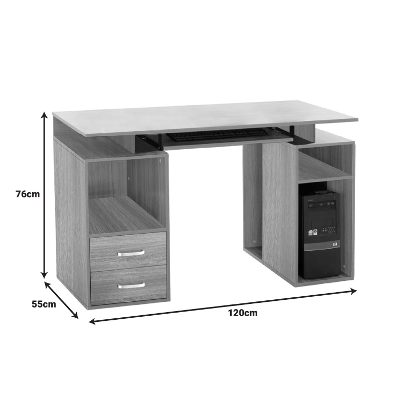 Birou cu rafturi si sertare Model Liberion, Natur/Stejar sonoma, 120x55x76 cm - 1 | YEO