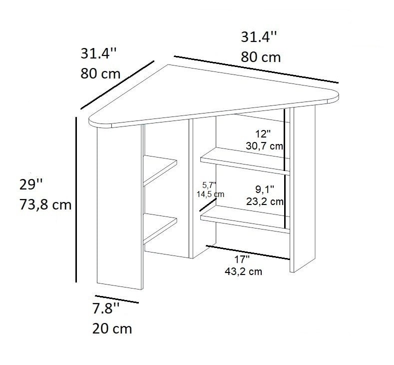 Birou de studiu Model Corner, Alb