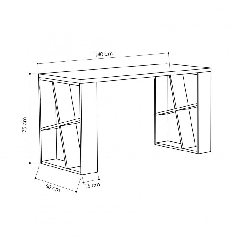 Birou Salvador, model Honey, 140x75x60 cm, Alb/Stejar