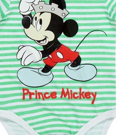 Body verde cu maneca scurta Mickey Mouse