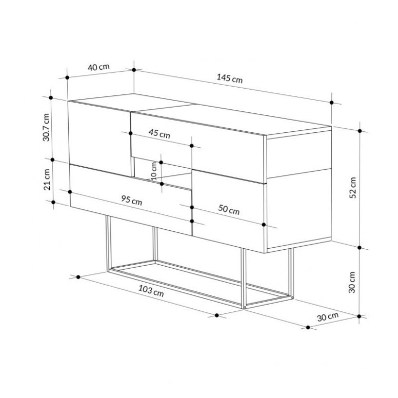 Bufet Roberta Walnut 145x40x82 cm - 4 | YEO