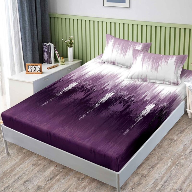 Cearsaf cu elastic si 2 Fete de Perna, Luxart Purple 160x200 cm (Finet)