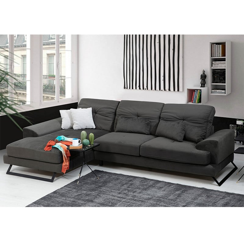 Coltar dreapta PWF-0503 catifea antracit - negru 308x190x100/92cm - 3 | YEO