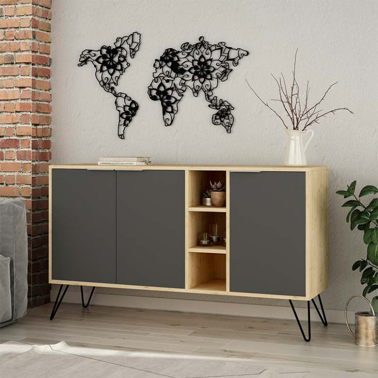 Comoda Model Clara, Stejar/Maro inchis, 142x35.5x82 cm - 1 | YEO