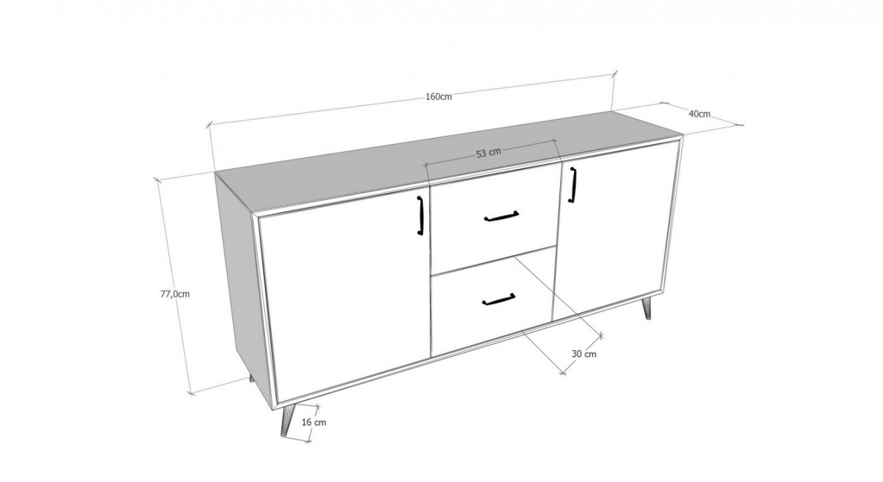 Comoda Model Cordoba, Nuc/Antracit, 160x40x77 cm - 4 | YEO