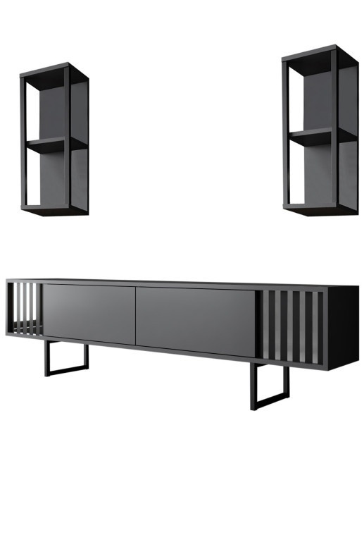 Comodă TV Chrome, Antracit-Negru - 5 | YEO