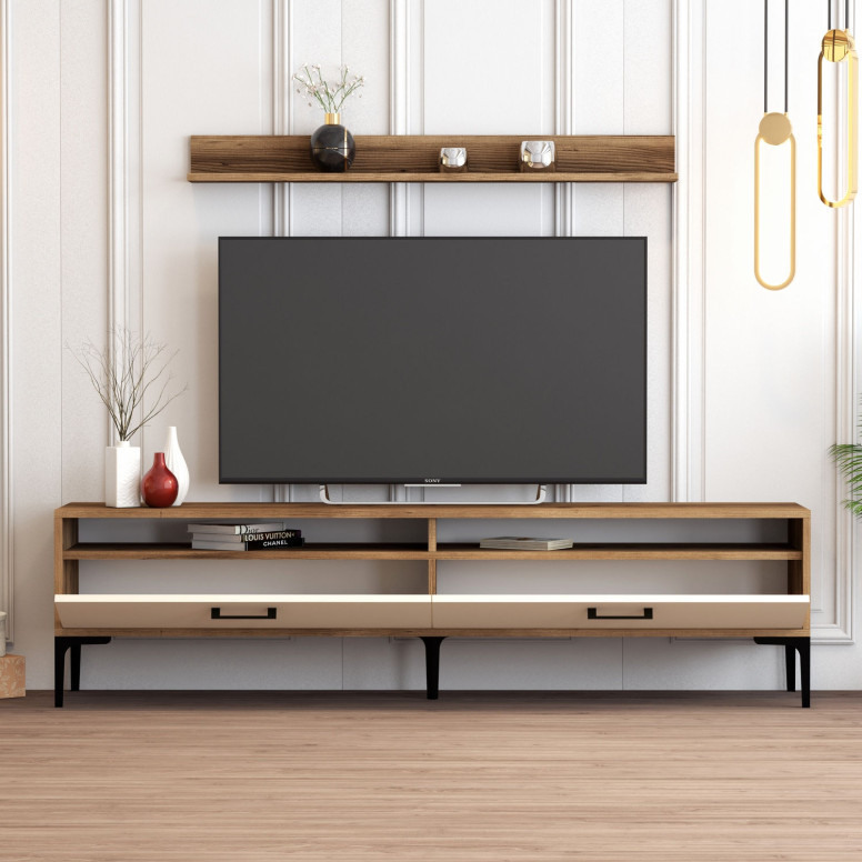 Comoda TV Istanbul - Walnut, Crem - 2 | YEO