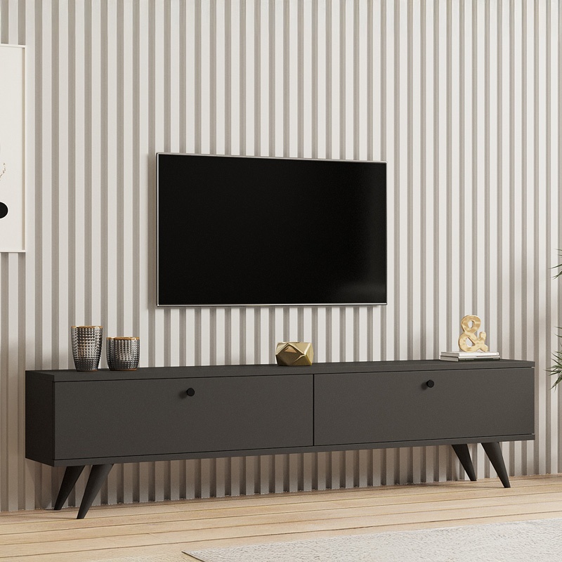 Comodă TV Model Jate, Antracit, 160x25x45 cm - 1 | YEO