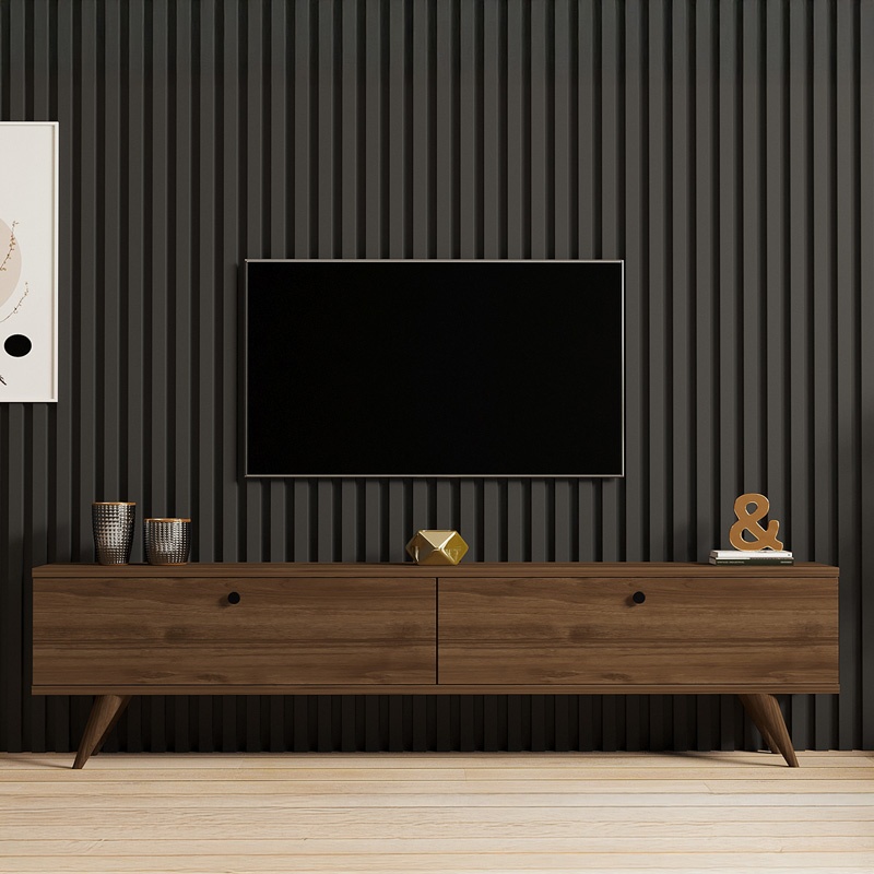 Comodă TV Model Jate, Nuc, 160x25x45 cm - 3 | YEO
