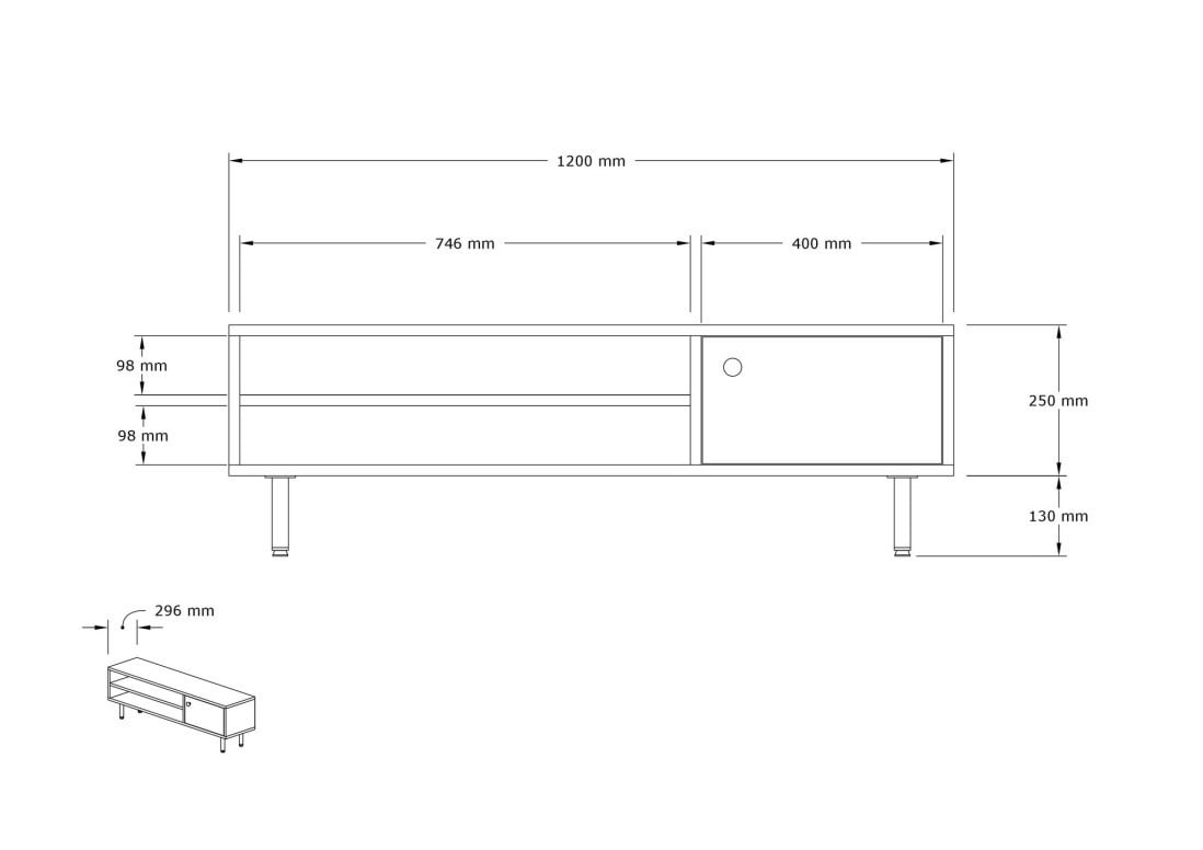 Comoda TV Salvador, Model Avila, 120x38x30 cm, Antracit