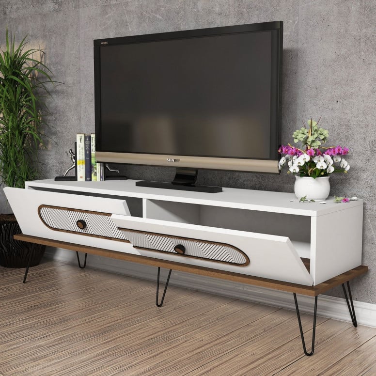 Comoda TV Salvador, Model Ekol, 145x45x40 cm, Alb - 1 | YEO