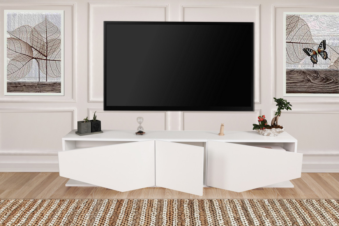 Comoda TV Salvador, Model İnci, 180x40x30 cm, Alb - 2 | YEO