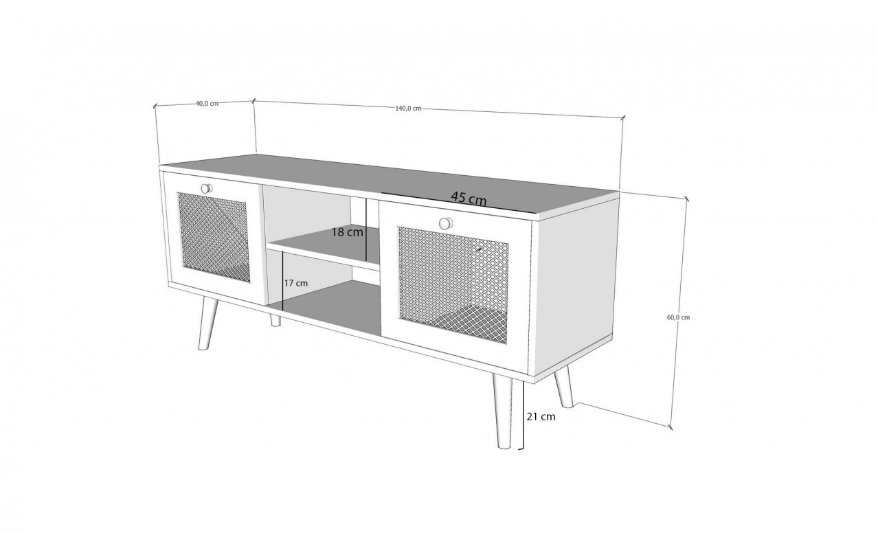 Comoda TV Salvador, Model Letoon, 140x60x40 cm, Nuc - 4 | YEO