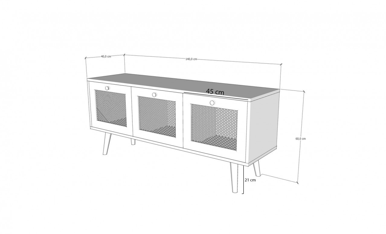 Comoda TV Salvador, Model Likya, 140x60x40 cm, Stejar - 4 | YEO