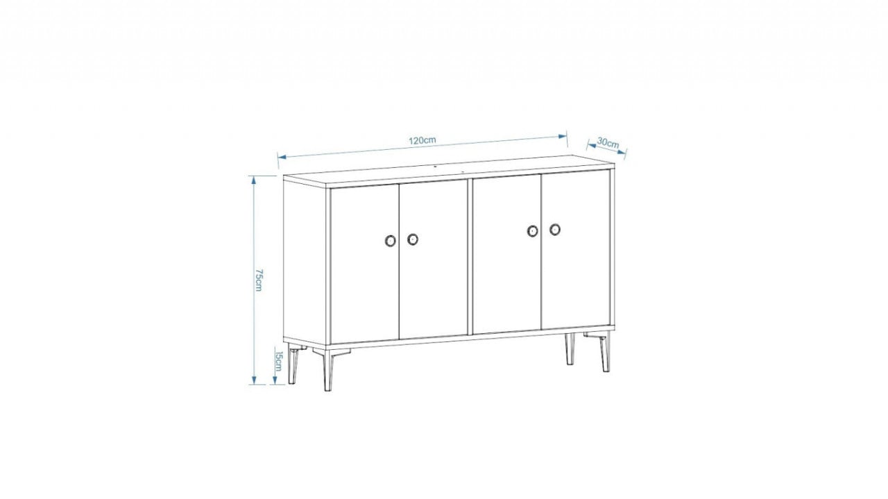 Comoda TV Salvador, Model Myria, 120x75x30 cm, Stejar safir