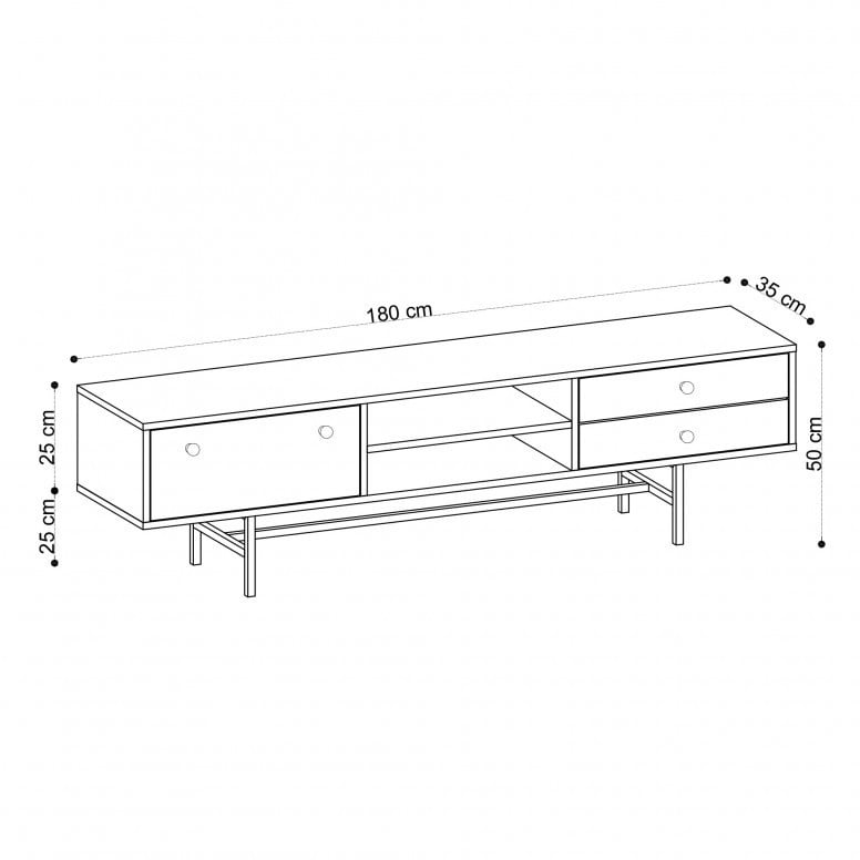 Comoda TV Salvador, Model Owen, 180x50x35 cm, Stejar - 3 | YEO