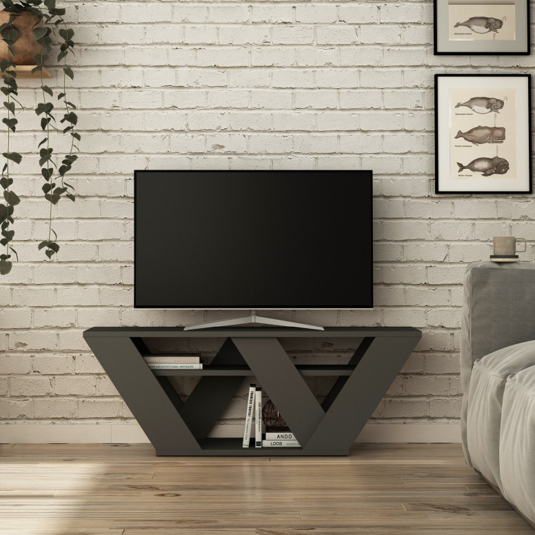 Comoda TV Salvador, Model Pipralla, 110x40x30 cm, Antracit