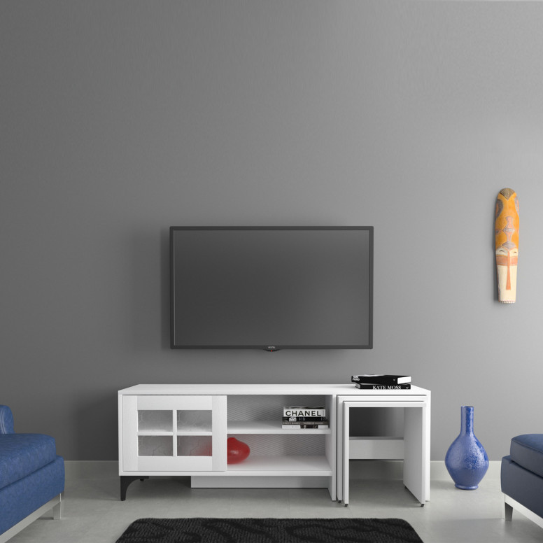 Comoda TV Salvador, Model Revival, 150x54x42 cm, Alb