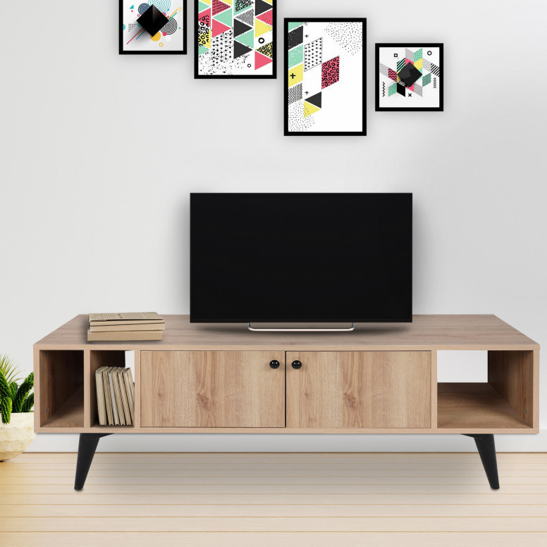 Comoda TV Salvador, Model Sidney, 150x40x50 cm, Stejar