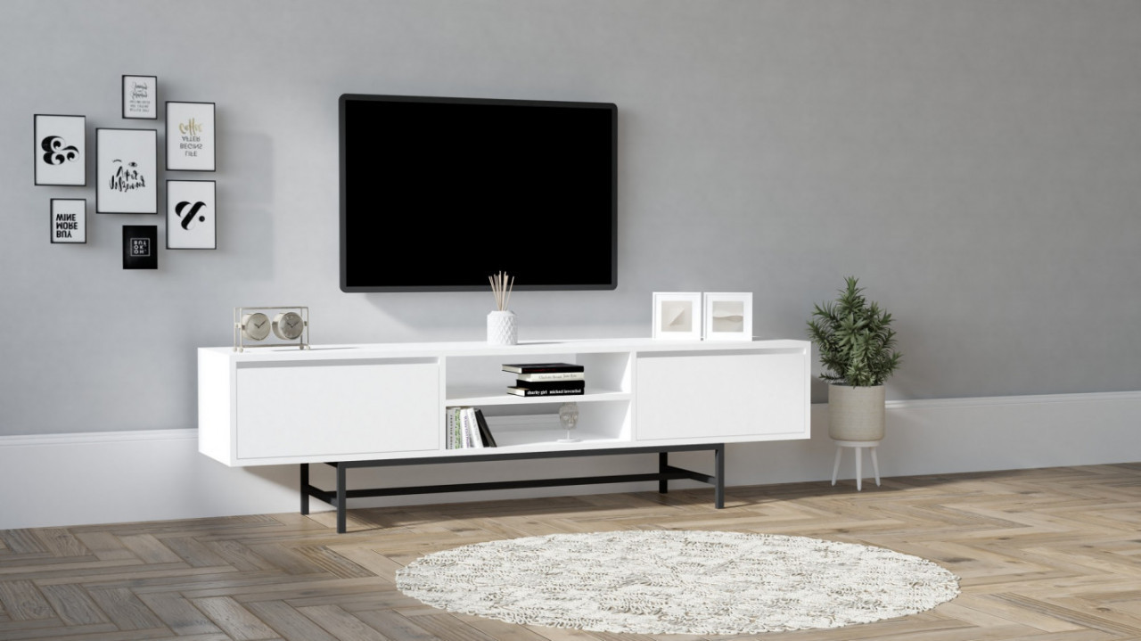 Comoda TV Salvador, Model Tauber, 180x50x40 cm, Alb - 1 | YEO