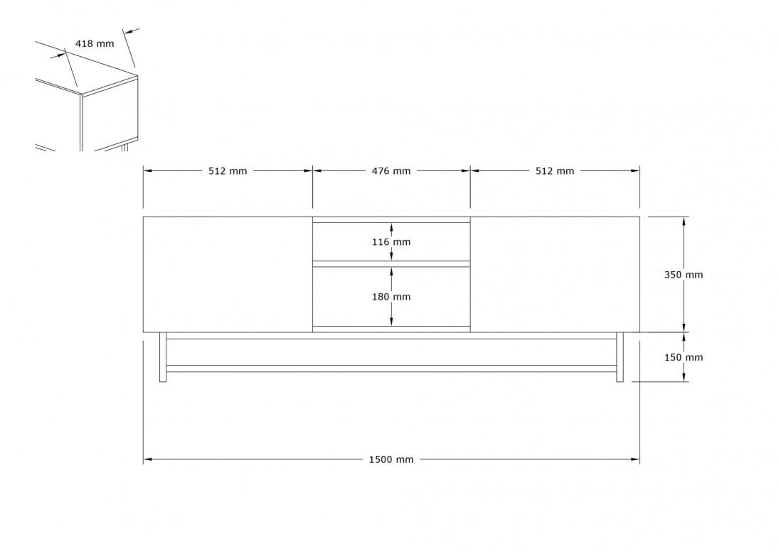 Comoda TV Salvador, Model Tugi, 150x50x36.8 cm, Alb - 3 | YEO