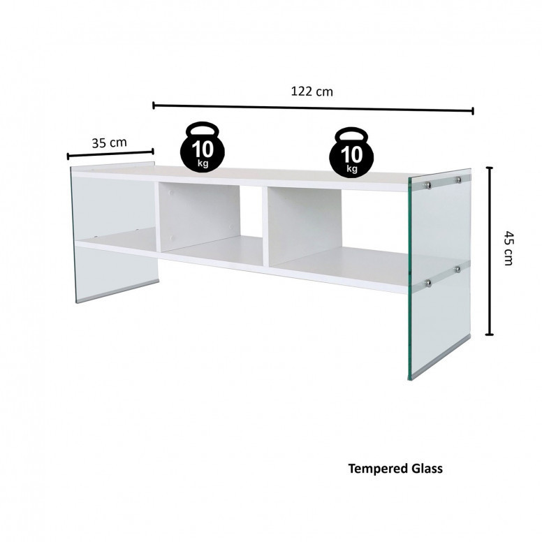 Comoda TV Salvador, Model TV400, 120x45x35 cm, Alb - 1 | YEO