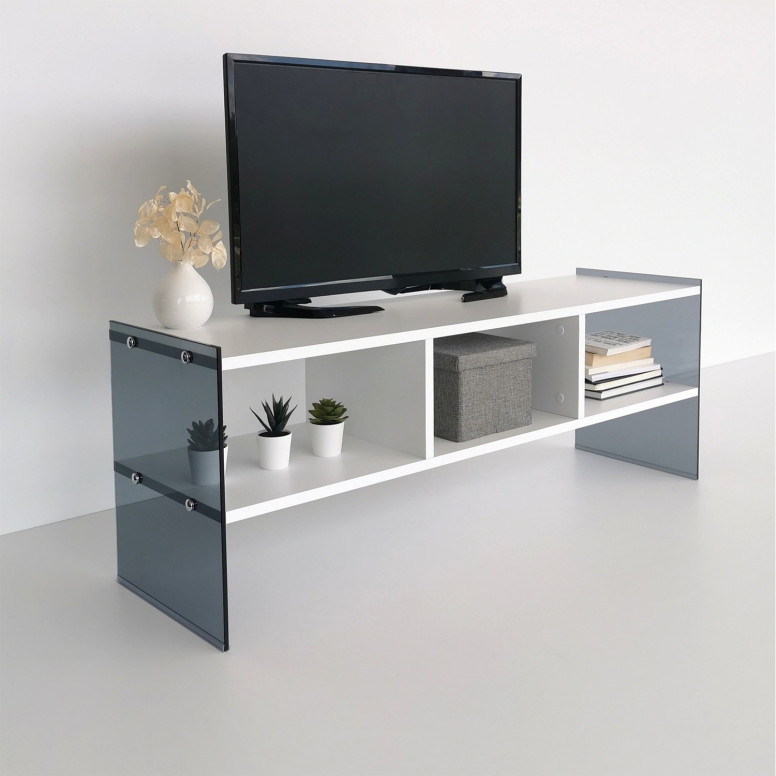 Comoda TV Salvador, Model TV401, 120x45x35 cm, Alb