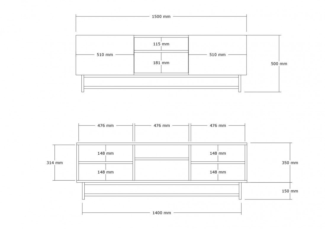 Comoda TV Salvador, Model Wood, 150x50x41 cm, Nuc - 3 | YEO