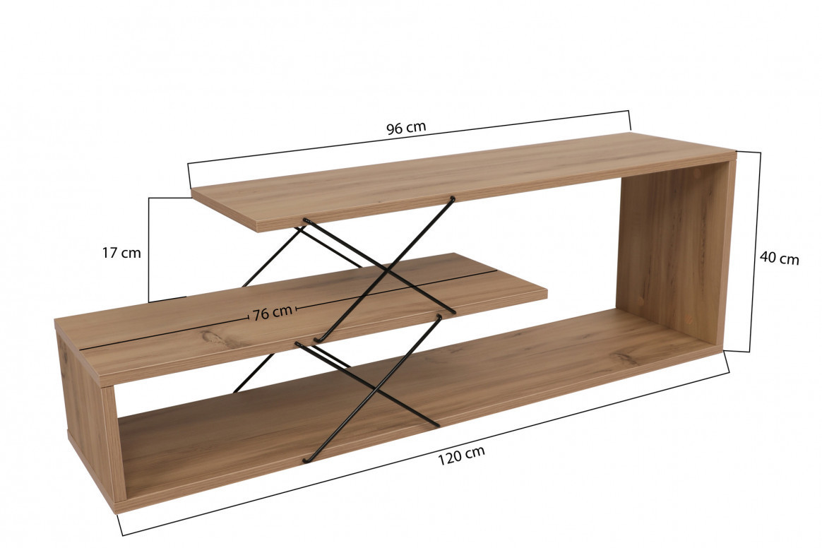 Comoda TV Salvador, Model Zigzag, 120x40x30 cm, Stejar - 4 | YEO