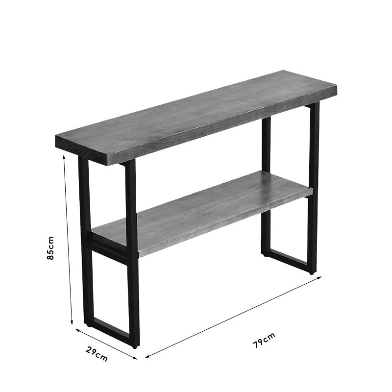 Consola Model Nore, Nuc/Negru, 79x29x85 cm, blat lemn masiv - 3 | YEO