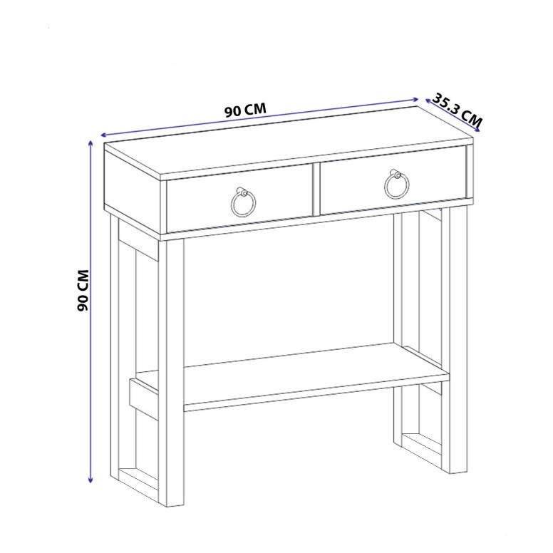 Consola Model Valeri, Pin, 90x35.3x90 cm - 4 | YEO