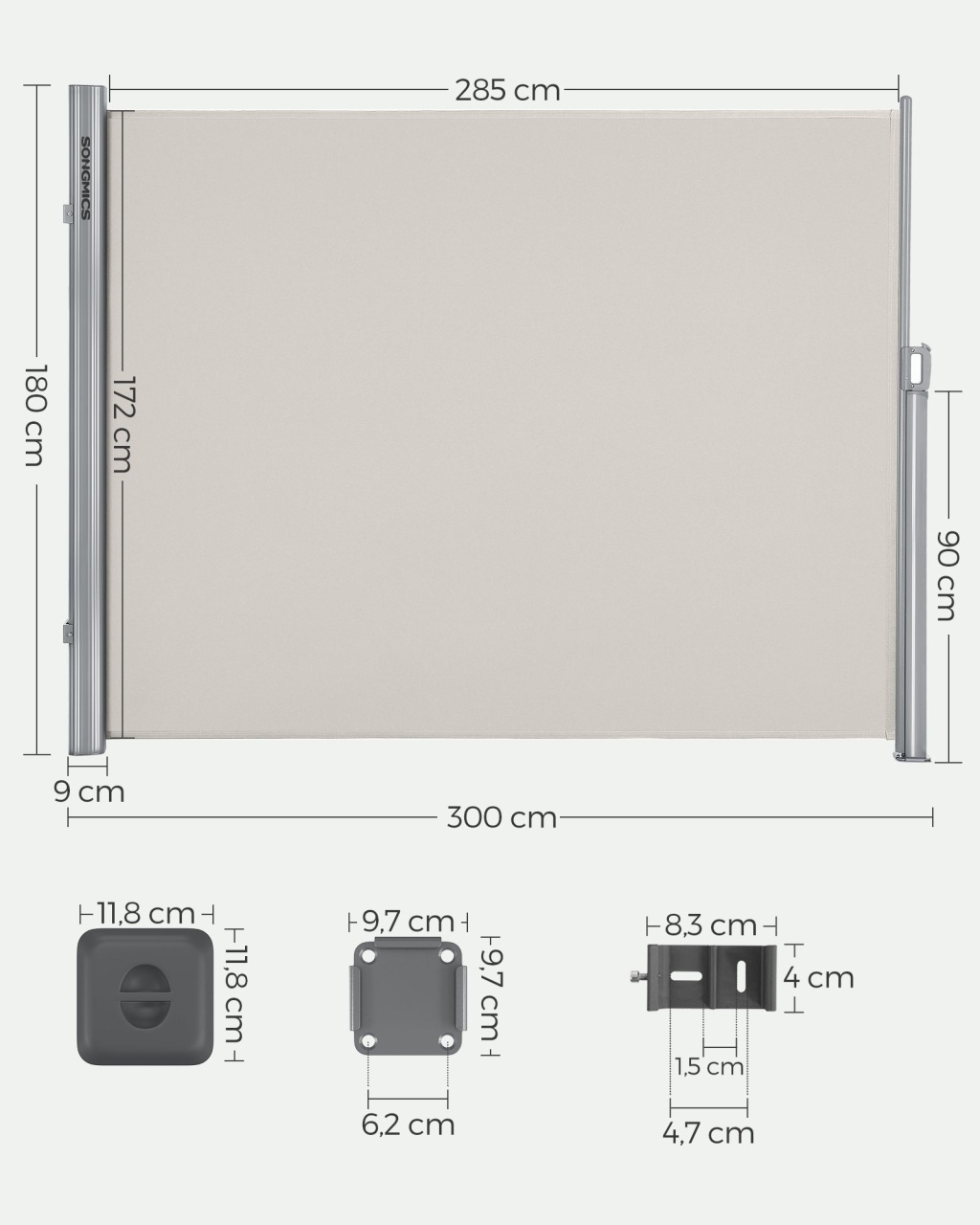 Copertina laterala Songmics Bej 180x300 cm