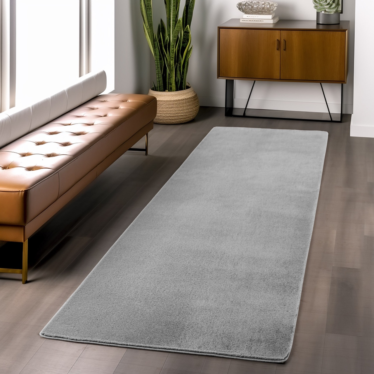 Covor traversa Joy Argintiu, 80 x 250 cm