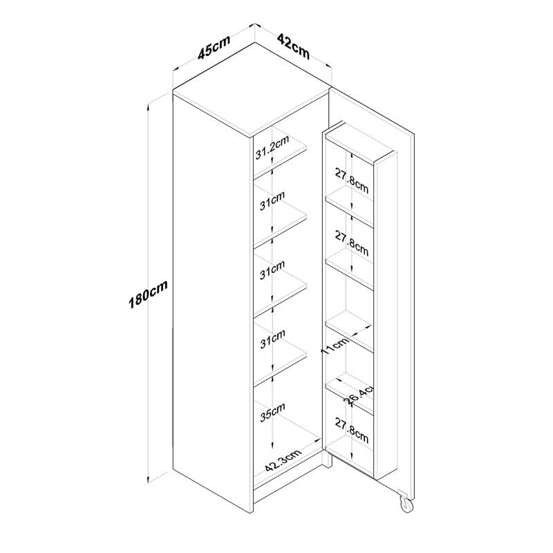 Dulap multifunctional Model Amre, Alb, 45x42x180 cm