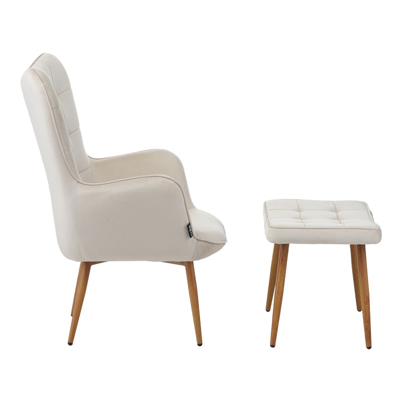 Fotoliu cu suport picioare Model Maddison, Crem/Natur, 68x72x98 cm - 2 | YEO