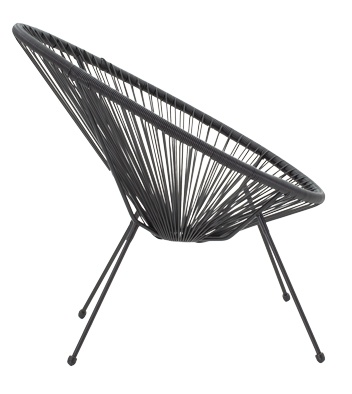 Fotoliu de exterior, Model Acapulco, culoare negru, metal si poliratan, 71x76x85 cm - 3 | YEO