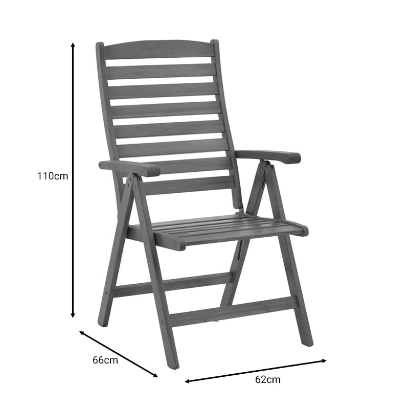 Fotoliu de exterior, Model Warmo, culoare natural, lemn masiv salcam, 62x66x110 cm