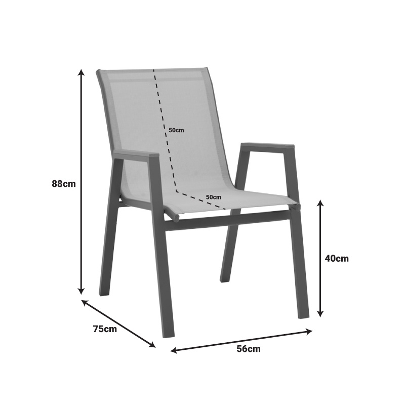 Fotoliu de grădină Model Azelie, Gri, 56x75x88 cm