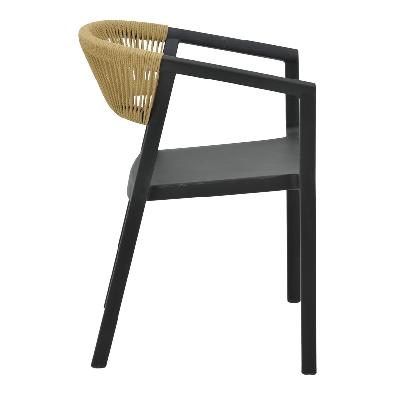 Fotoliu de grădină Model Sillia, Negru/Bej, 55x52x74.5 cm - 2 | YEO