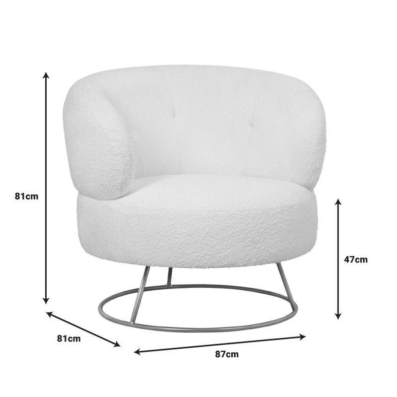 Fotoliu Model Connie, Crem, 87x81x81 cm - 4 | YEO