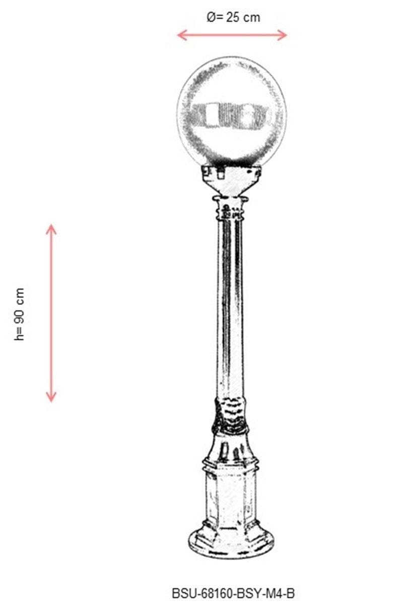 Lampadar de exterior M4B Negru 90x25 cm