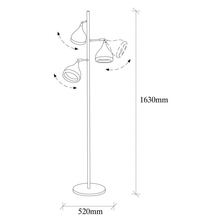 Lampadar Yildo - 7022 Negru Auriu - 5 | YEO