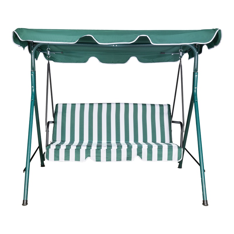 Leagan Gradina Globo, 3 Locuri, cu Copertina Reglabila, Metal/Poliester, Verde/Alb, 170x110x153 cm - 2