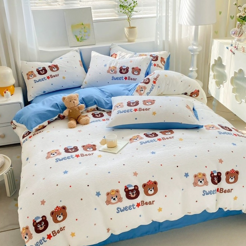 Lenjerie creponata cu elastic 140x200 cm, Sweet Bear (Finet)