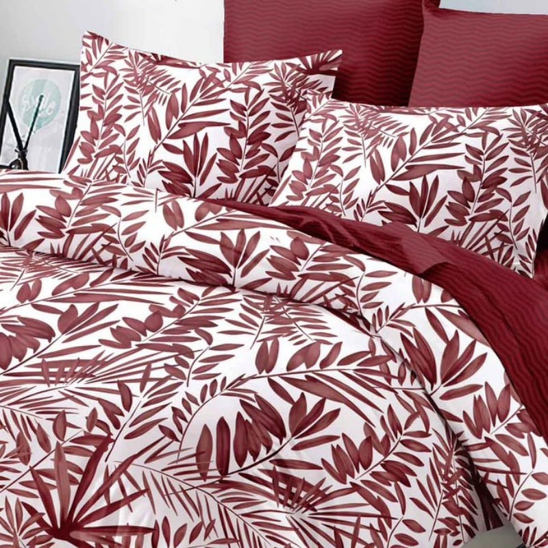 Lenjerie cu Elastic 180x200 cm, Burgundy Leaf 6 Piese (Finet) - 2 | YEO