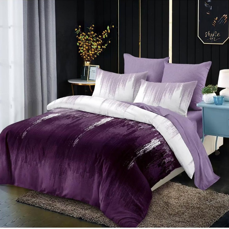 Lenjerie cu Elastic 180x200 cm, Luxart Purple 6 Piese (Finet)