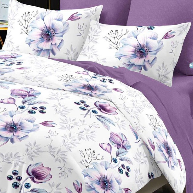 Lenjerie cu Elastic 180x200 cm, Purple Rose 6 Piese (Finet) - 2 | YEO